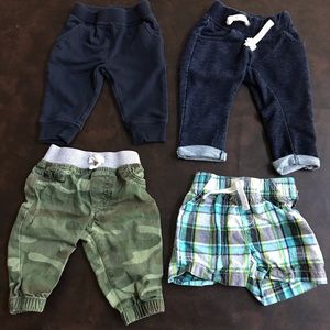 Lot of 4, 0-3 and 3-month pants/shorts